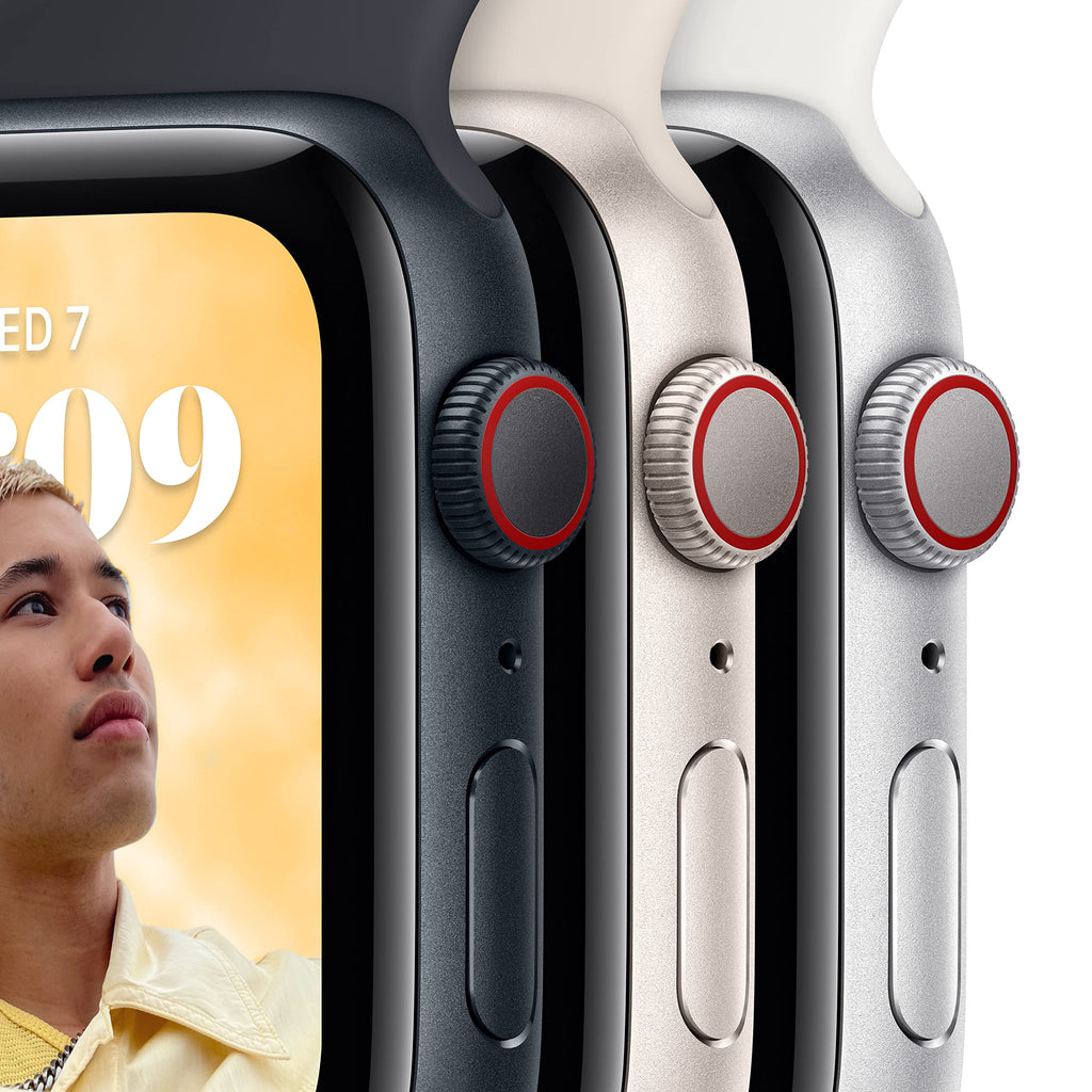 Apple Watch SE 2nd Gen (GPS) 44mm Aluminum Case with White Sport Band - S/M - Silver