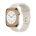 Apple Watch Series 8 (GPS + Cellular) 45mm Gold Stainless Steel Case with Starlight Sportband - S/M - MNVX3LL/A