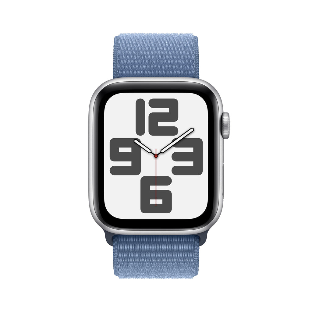 Apple Watch SE 2nd Generation (GPS + Cellular) 44mm Silver Aluminum Case with Winter Blue Sport Loop - MRHL3LL/A