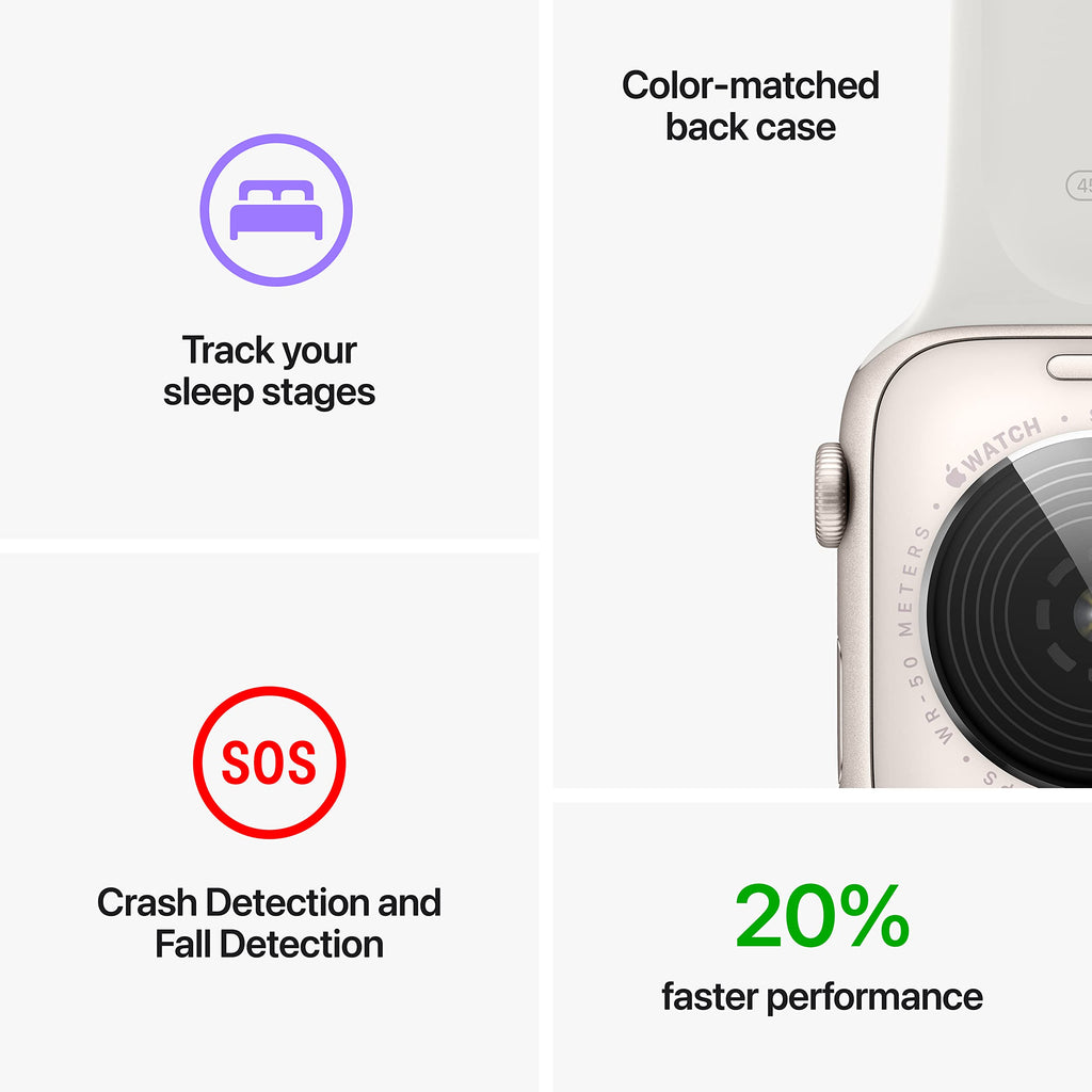 Apple Watch SE 2nd Gen GPS, 40mm Starlight Aluminum Case with Sport Band, M/L - MRG03LL/A