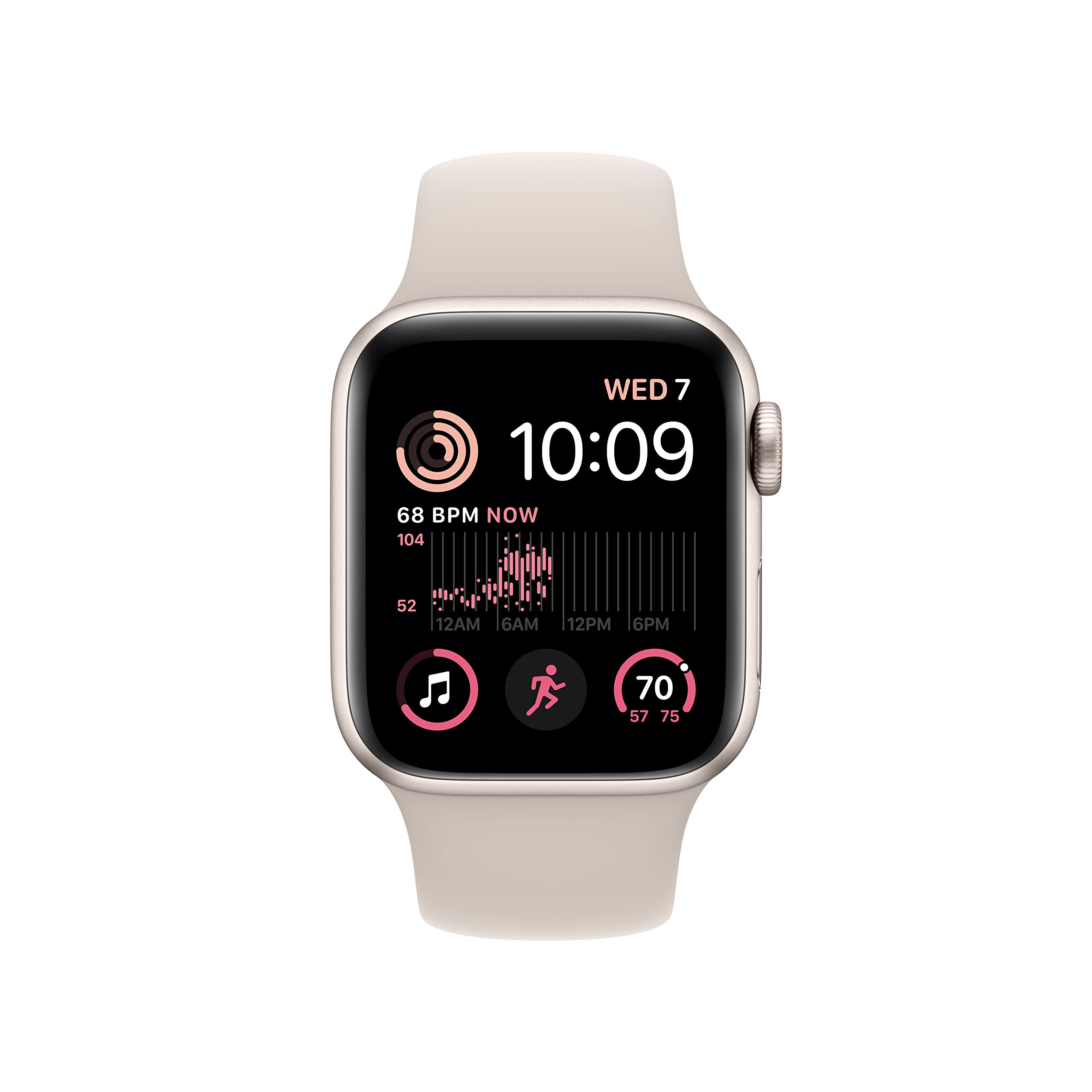 Apple Watch SE 2nd Gen GPS, 40mm Starlight Aluminum Case with Sport Band, M/L - MRG03LL/A