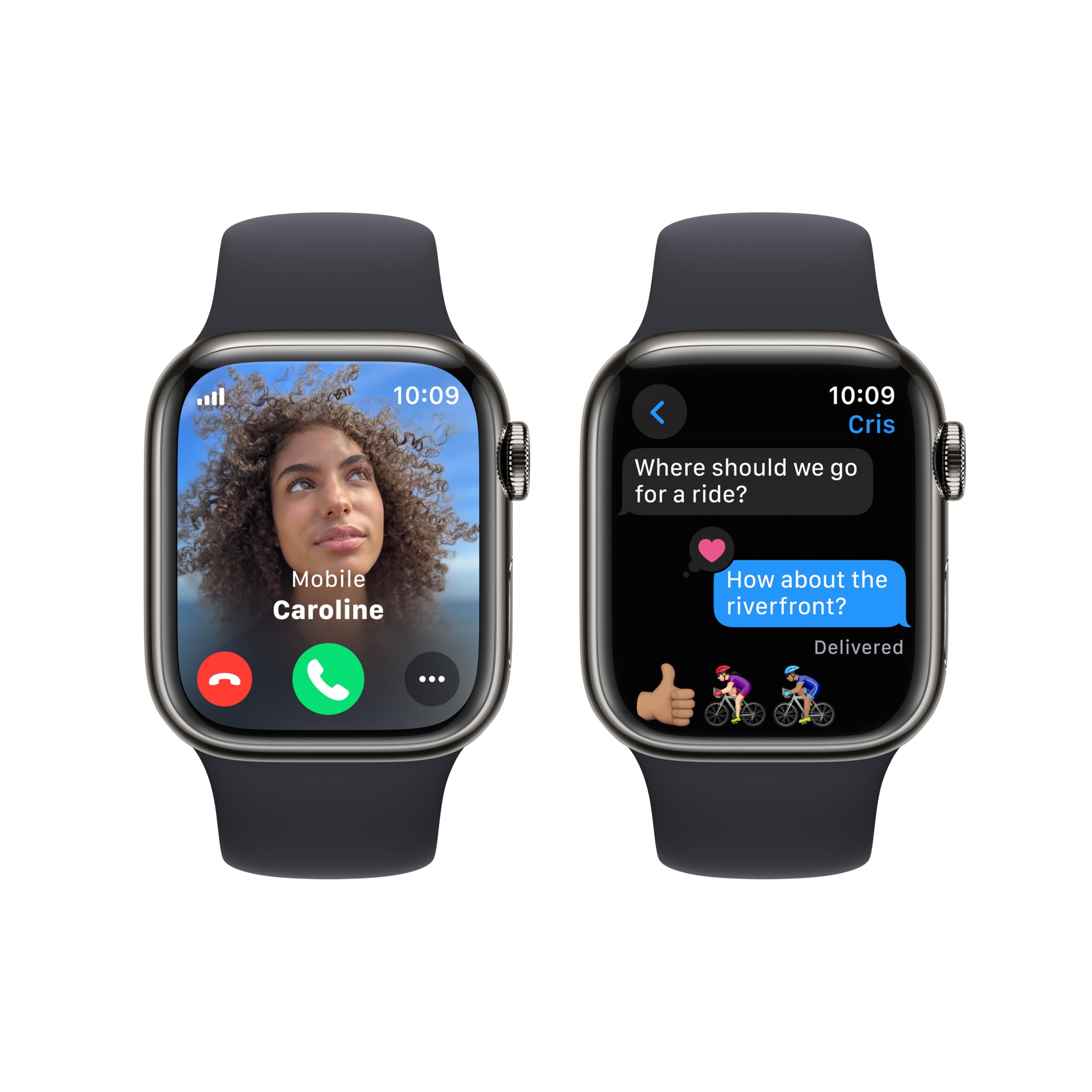 Apple Watch Series 9 (GPS + Cellular) 41mm Graphite Stainless Steel Case with Midnight Sport Band - M/L - MRJ93LL/A