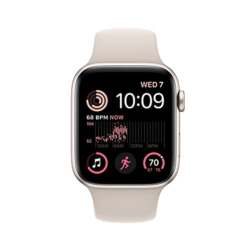 Apple Watch SE 2nd Generation (GPS) 44mm Starlight Aluminum Case with Starlight Sport Band - S/M - MRE43LL/A