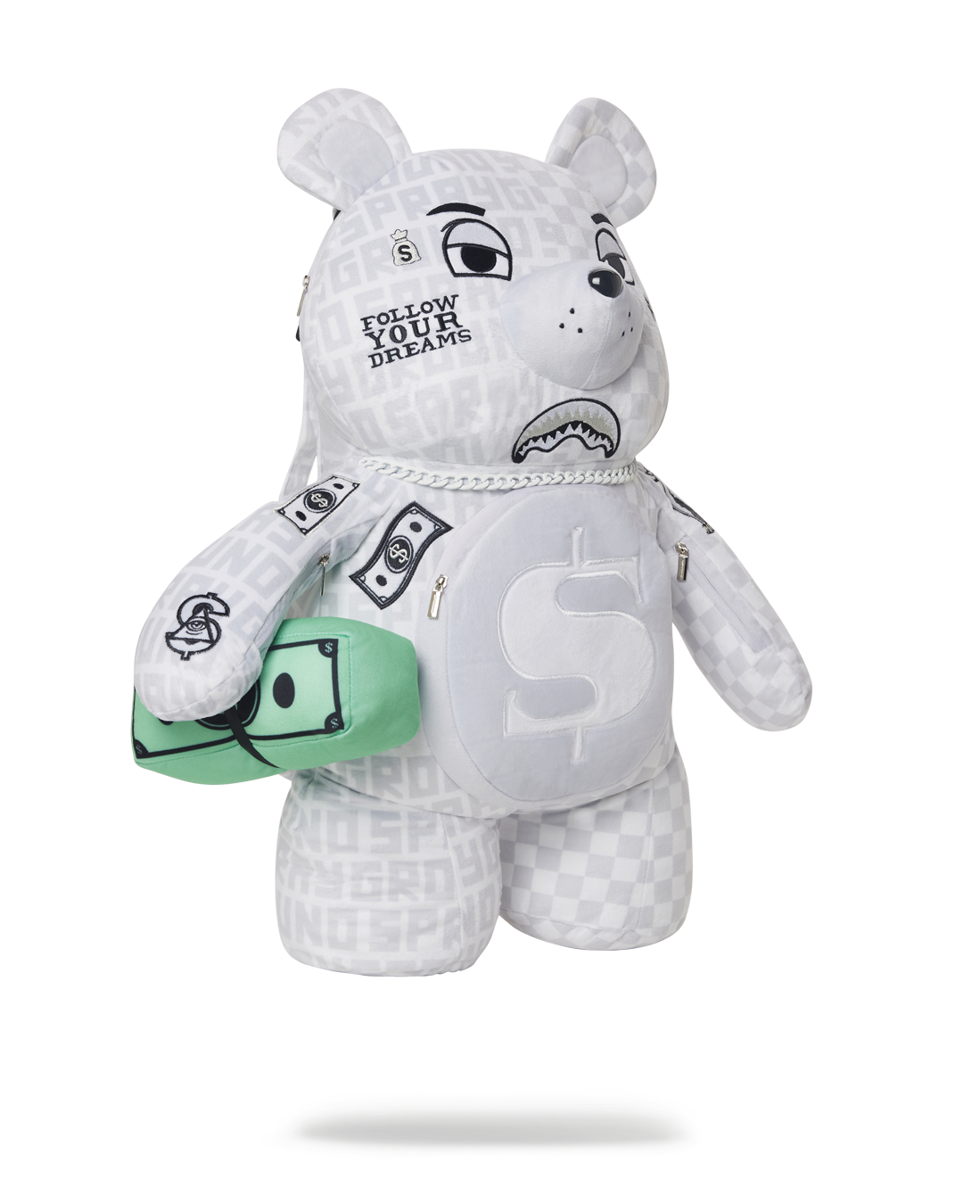 SPLIT THE CHECK (PEARL) MONEYBEAR TEDDYBEAR BACKPACK