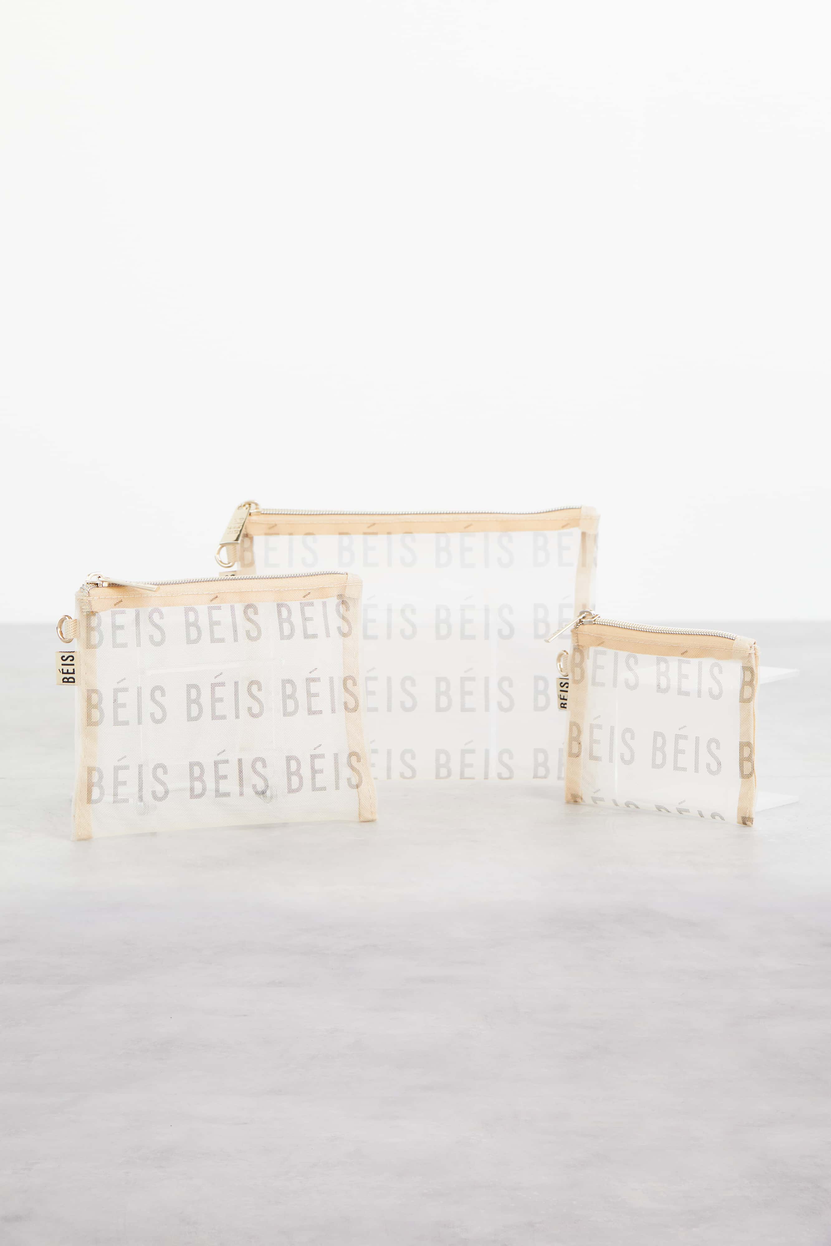 The Mesh Pouch Trio in Beige