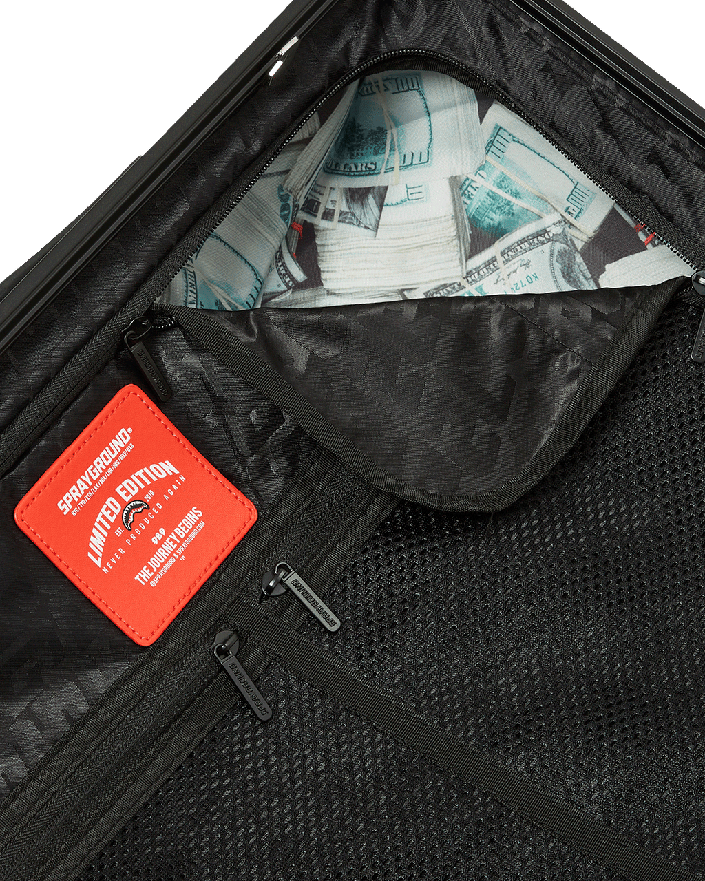REALITY CHECK SHARKITECTURE CARRY-ON JETBLACK LUGGAGE (GUNMETAL HARDWARE)
