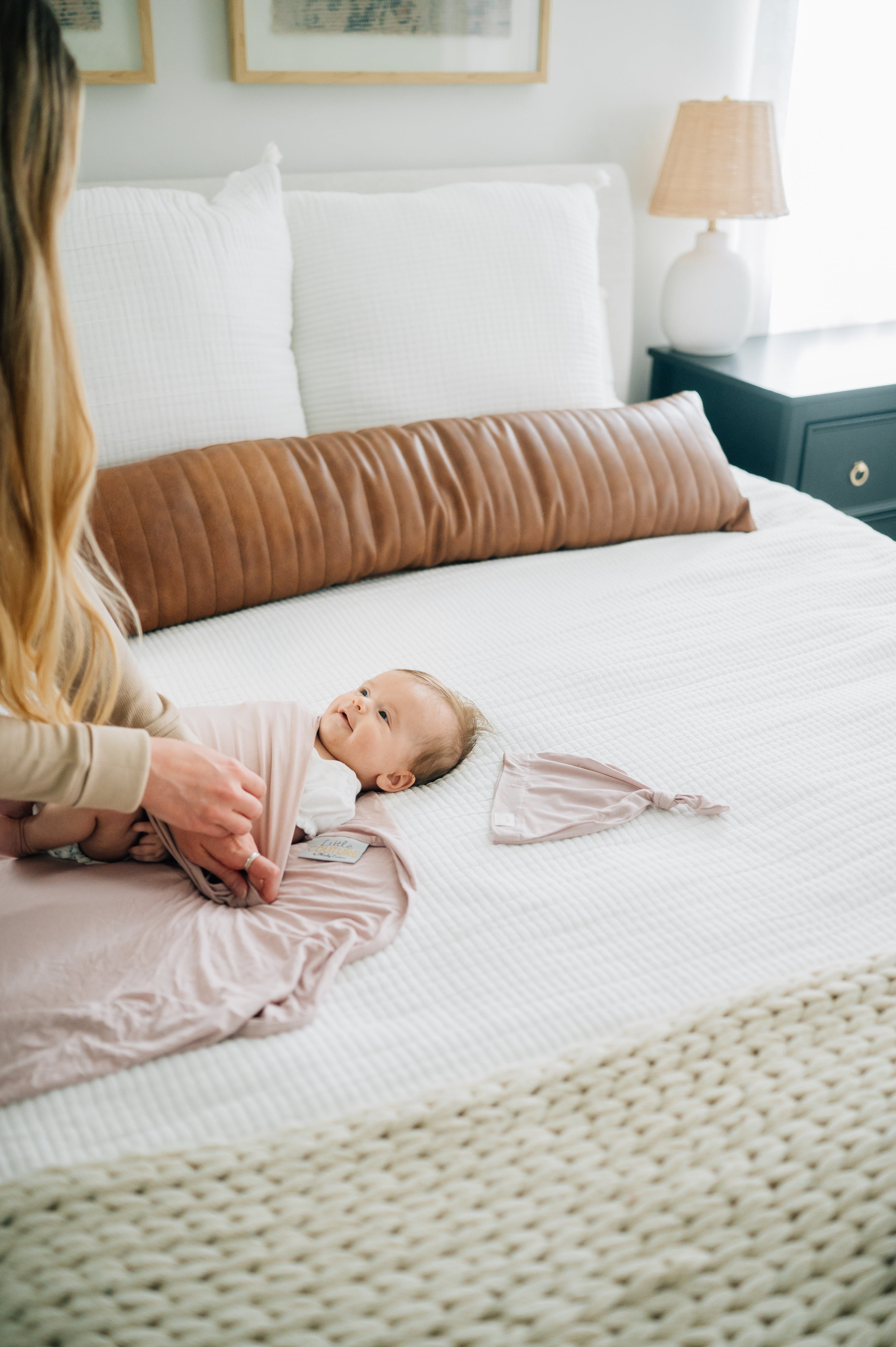 Swaddle and Hat - Blush