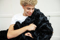 Sculpted Plush Black Blanket