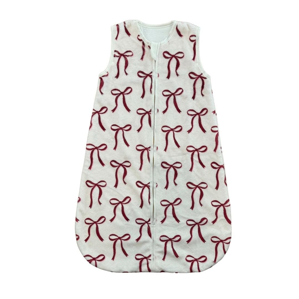 Red Ribbon Bows Wearable Minky Blanket