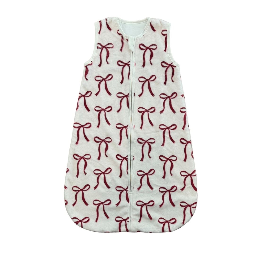 Red Ribbon Bows Wearable Minky Blanket