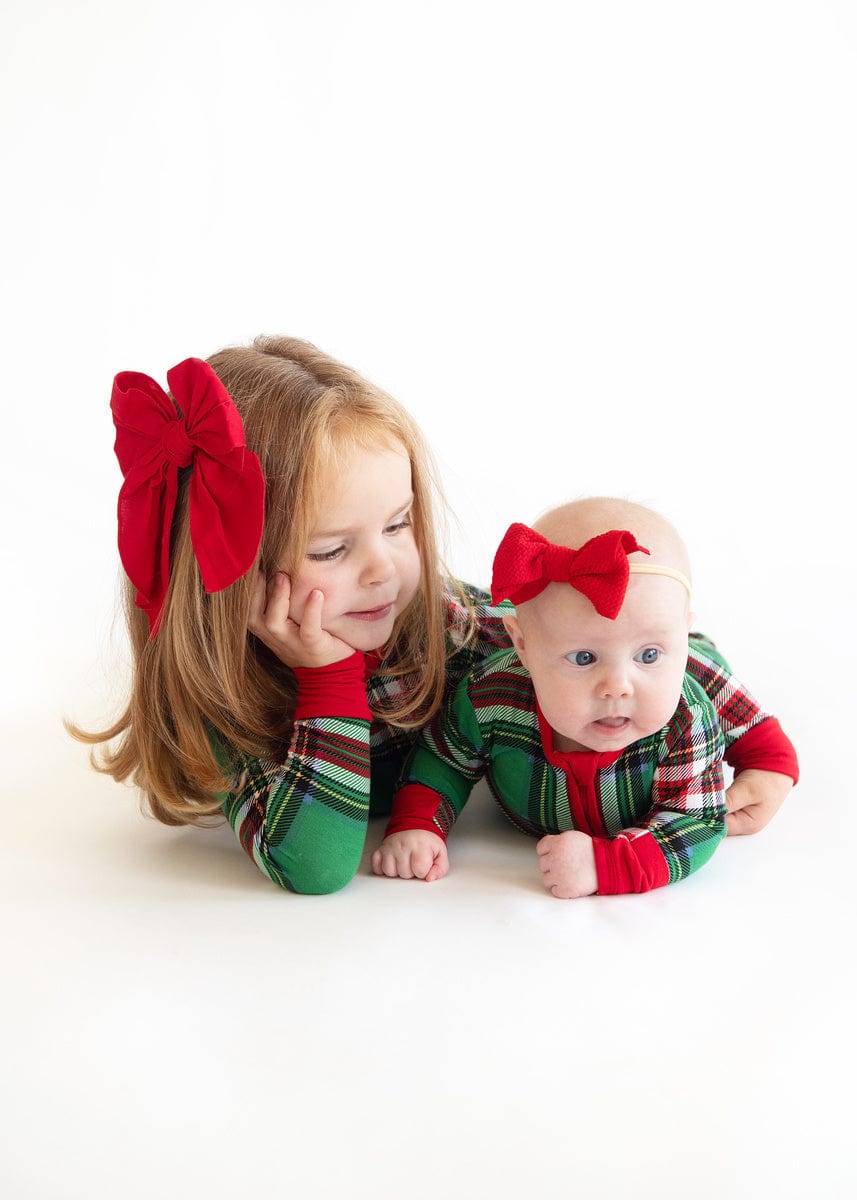 Snug-Fitting Unisex Toddler Matching Set - Green Plaid