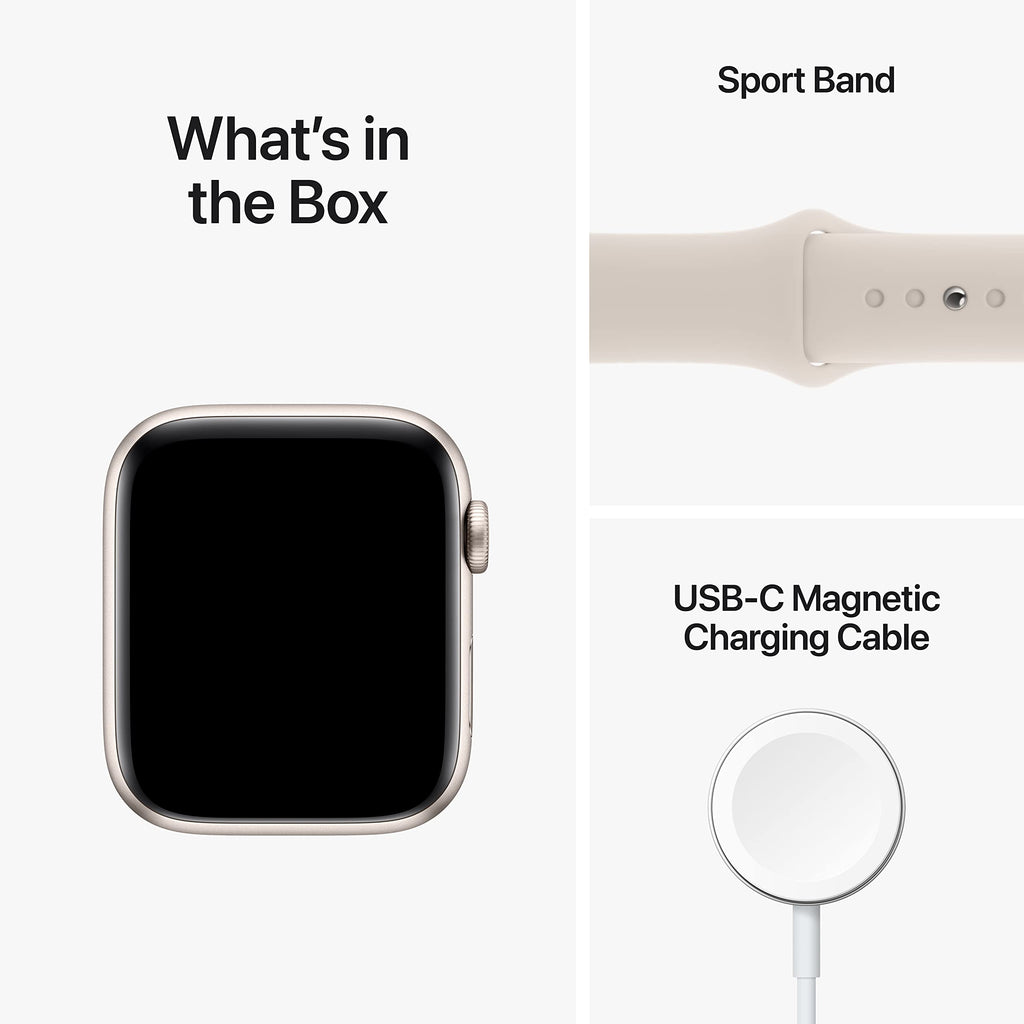 Apple Watch SE 2nd Generation (GPS + Cellular) 44mm Starlight Aluminum Case with Starlight Sport Band - S/M - MRGT3LL/A