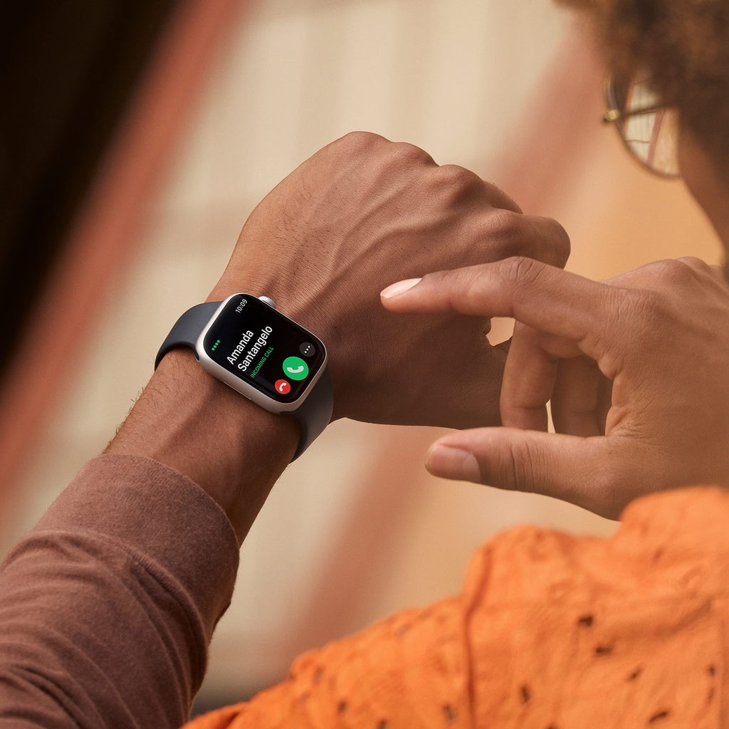 Apple Watch Series 8 (GPS + Cellular, 41mm) - Silver Stainless Steel Case with White Sport Band M/L MNV73LL/A