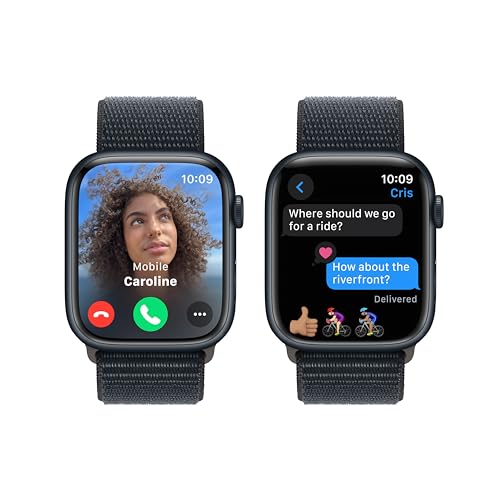 Apple Watch Series 9 (GPS) 45mm Midnight Aluminum Case with Midnight Sport Loop - Adj - MR9C3LW/A