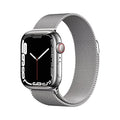 Apple Watch Series 7 (GPS + Cellular, 41mm) Silver Stainless Steel Case with Silver Milanese Loop - MKHF3LL/A