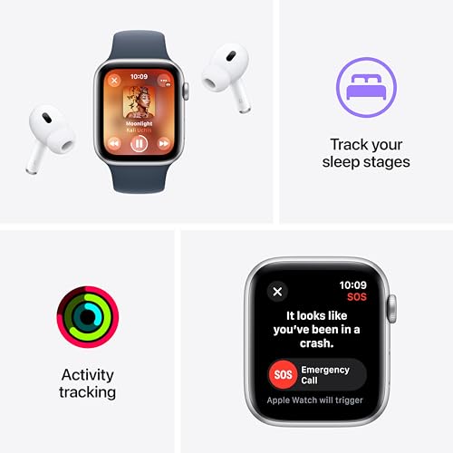 Apple Watch SE 2nd Generation (GPS) 40mm Silver Aluminum Case with Winter Blue Sport Loop - MRE33LL/A