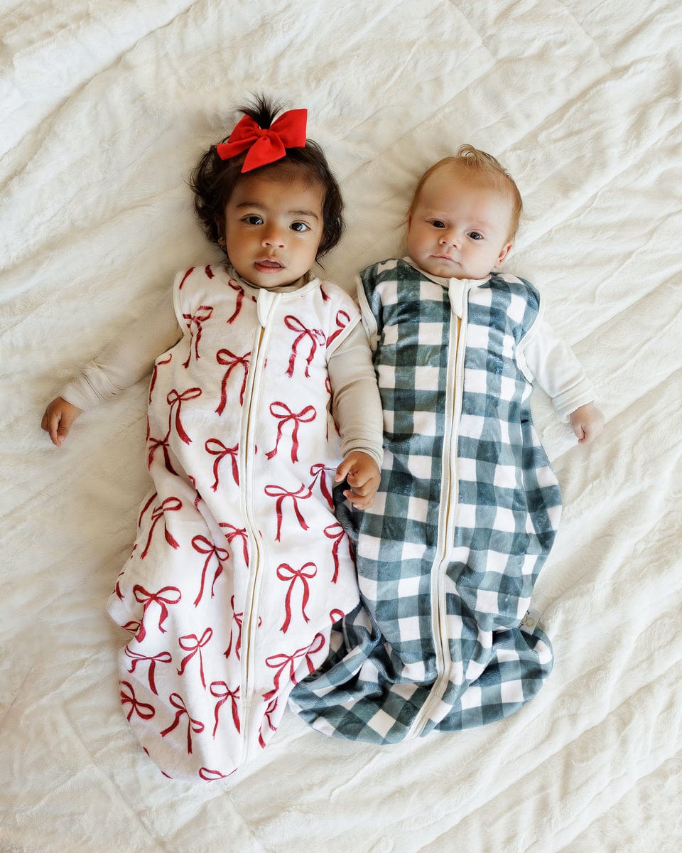 Red Ribbon Bows Wearable Minky Blanket