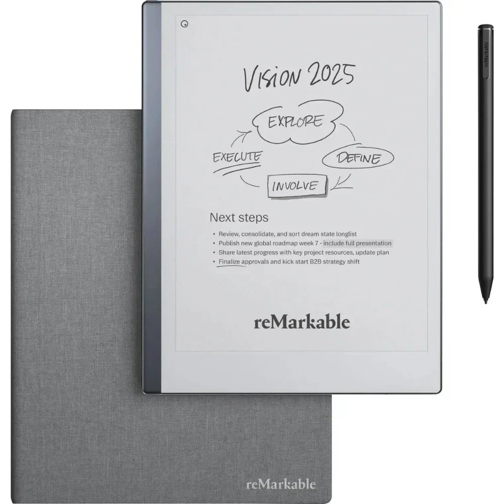 reMarkable 2 - 10.3" Paper Tablet with Marker Plus and Polymer Weave Book Folio - Gray - RM114